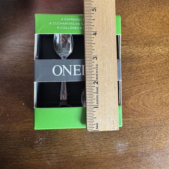 Oneida Espresso Coffee Spoons Glossy Set of 6 Stainless Steel 4” NOCHA New Box - Picture 5 of 6